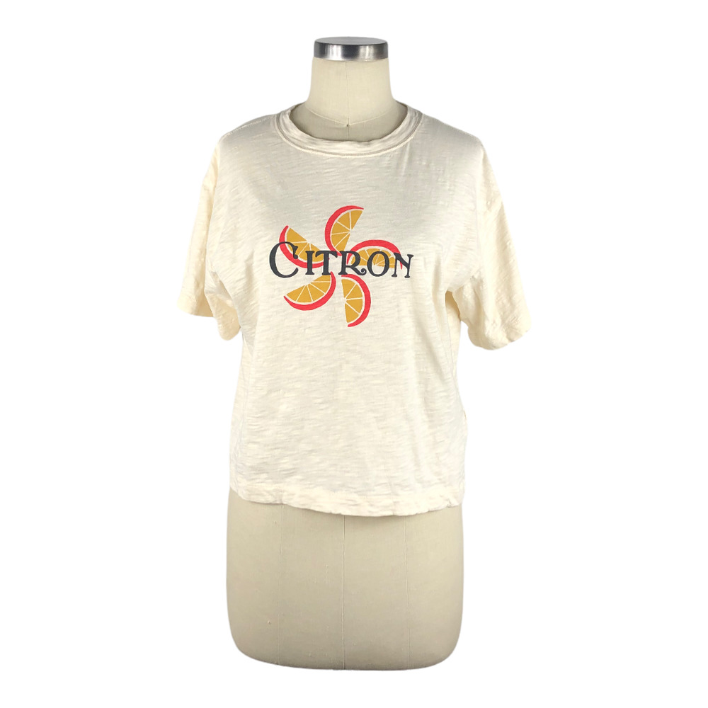 MADEWELL Cream Boxy Cropped Tee Citron Orange T-Shirt Size Medium
